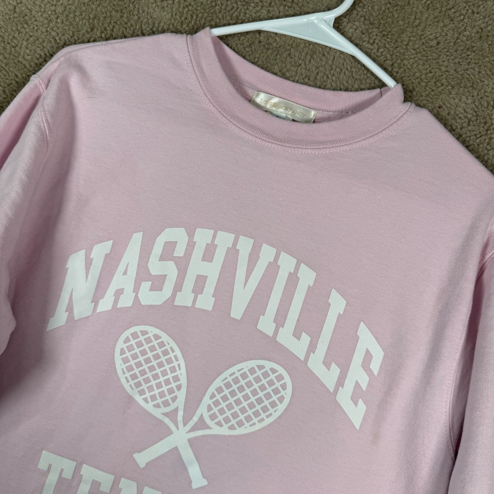 LoveShackFancy Nashville Tennis Sweatshirt Womens Small Pink Graphic Pullover